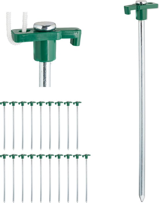 Relaxdays 20x grondpen groen - rotspen - tentharingen - rotsharing - grondanker van Relaxdays
