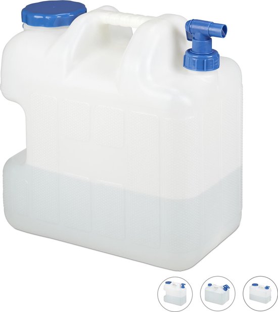 Relaxdays 25 l water jerrycan - kraantje - voor drinkwater - BPA-vrij - camping - auto - wit van Relaxdays