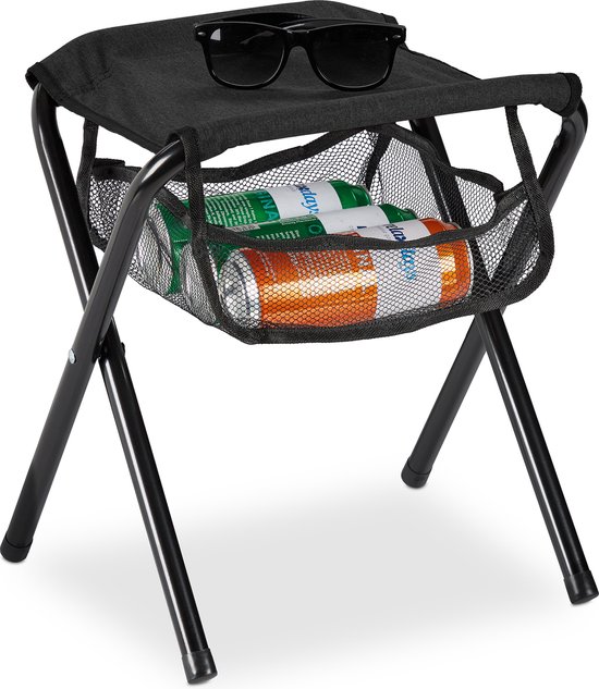 Relaxdays campingkruk - met tas - tot 120 kg belastbaar - opvouwbaar - licht - 39x29x35 cm - zwart van Relaxdays