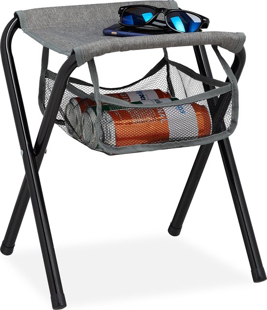 Relaxdays campingkruk met tasje - vouwbaar - zonder leuning - draagbaar - 40x35x30 cm - grijs van Relaxdays