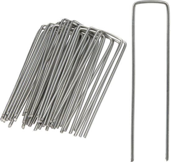 Relaxdays grondpennen - set van 25 - 15 cm - staal - grondanker - voor worteldoek van Relaxdays
