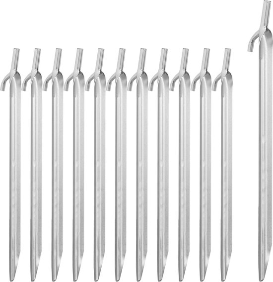 Relaxdays tentharingen - 12 stuks - 30 cm lang - voor harde grond - staal - met haak en kop van Relaxdays