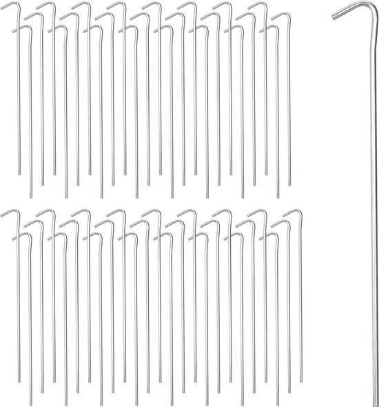 Relaxdays tentharingen set - 100 stuks - staal - 22 cm lang - zachte & middelharde bodems - voor kamperen van Relaxdays