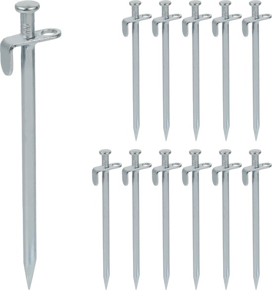 Relaxdays tentharingen set - 12 stuks - rvs - 20x2,6 cm - harde ondergronden - kamperen van Relaxdays