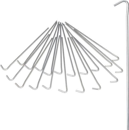 Relaxdays tentspijker - set van 20 stuks - 22 cm lang - staal - strandtent - tuin en camping - zilver van Relaxdays