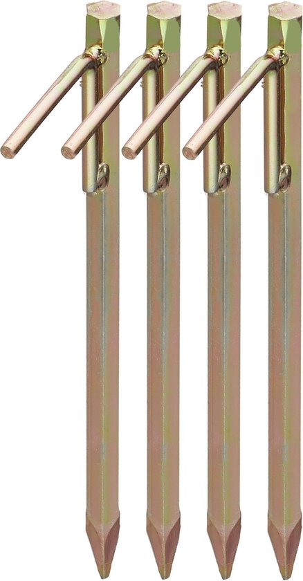Relaxdays xl grondpennen - set van 4 - voor harde ondergronden - 30,5 cm - om in de grond te slaan - goudkleurig van Relaxdays