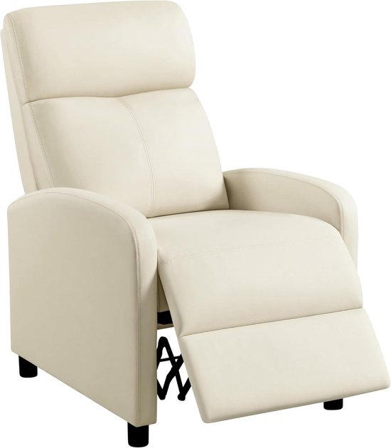 Relaxstoel Kunstleer - Leunstoel Fauteuil - Ontspannen Thuis - Verstelbare Voetensteun - 615 x 87 x 99 cm - Beige