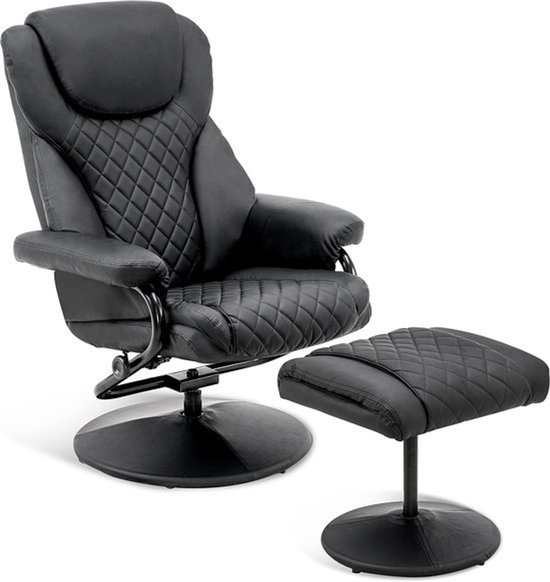 Relaxstoel met kruk - Draaistoel fauteuil - Ontspannen TV kijken - 360 graden draaibaar