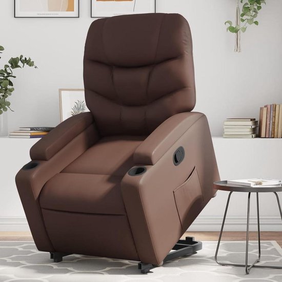 Relaxstoel met opstahulp - Sta-op stoel - Ondersteuning bij opstaan - Elektrische opstahulp - 50 cm zitbreedte - Bruin