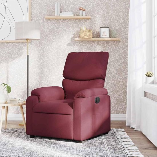 Relaxstoel stof - Comfortabele stoel - Ontspannen thuis - Traploos verstelbaar - 75 x 145 cm - Wijnrood