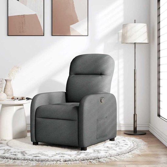 Relaxstoel Stof - Fauteuil Leunstoel - Ontspannen Zitten - Handmatige Ligfunctie - 66 x 88 x 95 cm - Donkergrijs