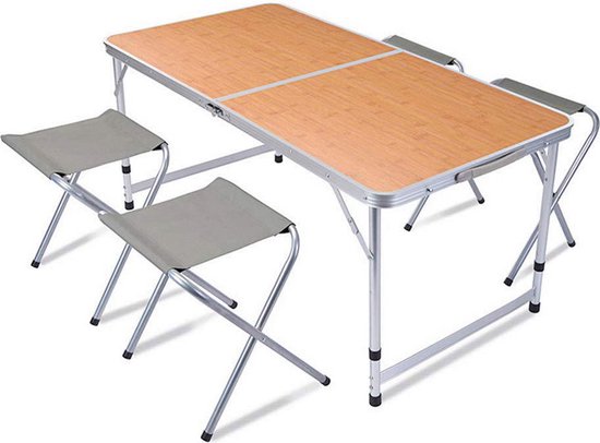 Relaxwonen | Campingtafel met 4 stoelen | 120 x 60 x 40cm van Relaxwonen