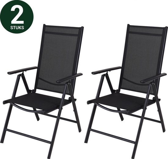 Relaxwonen - Tuinstoel - Relaxstoel - Kampeerstoel - Stoel voor Buiten - Aluminium - 7 Standen - Set van 2 Stuks - Grijs - 73 x 54 x 107CM van Merkloos