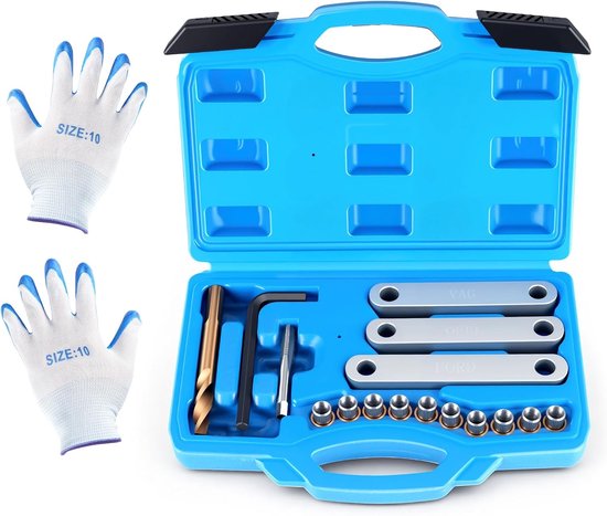 Remdraad reparatieset met 1 paar handschoenen, schroefdraad remklauw geleidingsbout schroefdraad M9 x 1,25 compatibel met VAG VW Audi Ford Opel