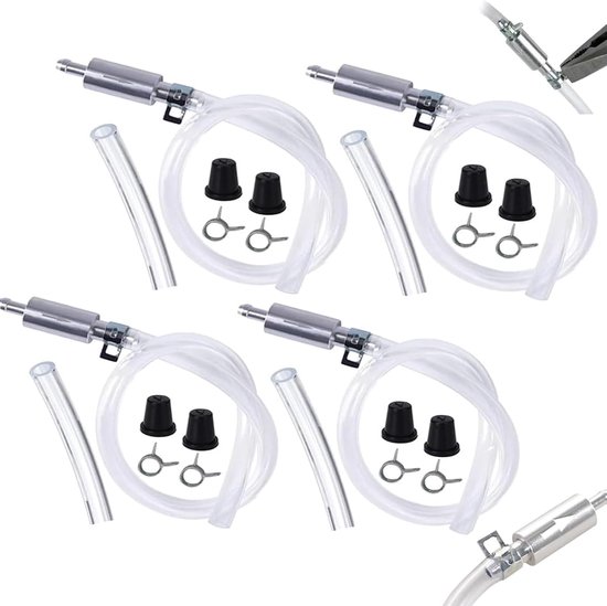 remontluchtingsslang - remvloeistofdeflector - gereedschap voor het ontluchten van het remsysteem - auto- en motorfietskoppeling terugslagklep - slangontluchtingsgereedschapset met metalen klem - 4 stuks van Merkloos