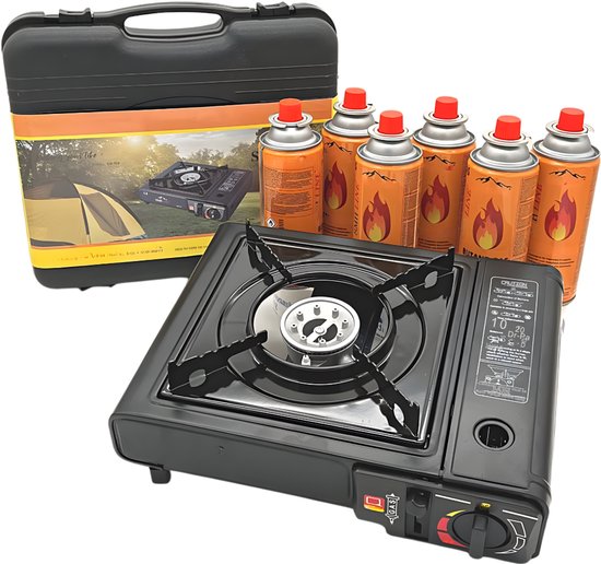 REN® Camping Gasstel - Gasstel - Kooktoestel Camping - Zwart - 28cm x 20cm x 6cm