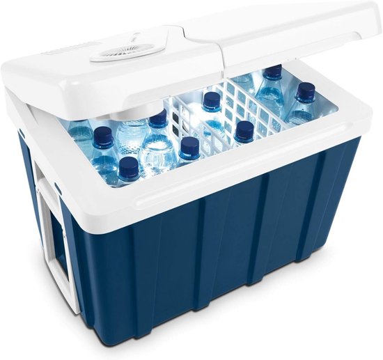 REN® Elektrische koelbox 12 en 230 volt - Elektrische koelbox - Koelbox - 39L - Metaalblauw - ‎56cm x 38cm x 42cm