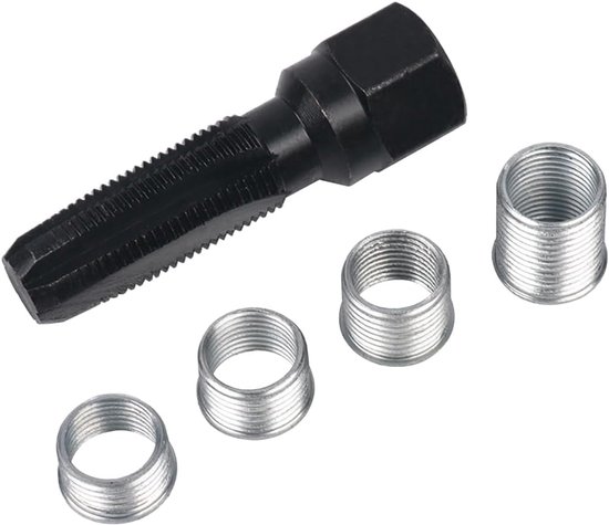 Reparatie-bougie, reparatieset voor schroefdraad bougies, M14 x 1,25, bougieset, tapreparatieset, reparatie van koolstofstaal, gereedschap en probleemoplossingskits