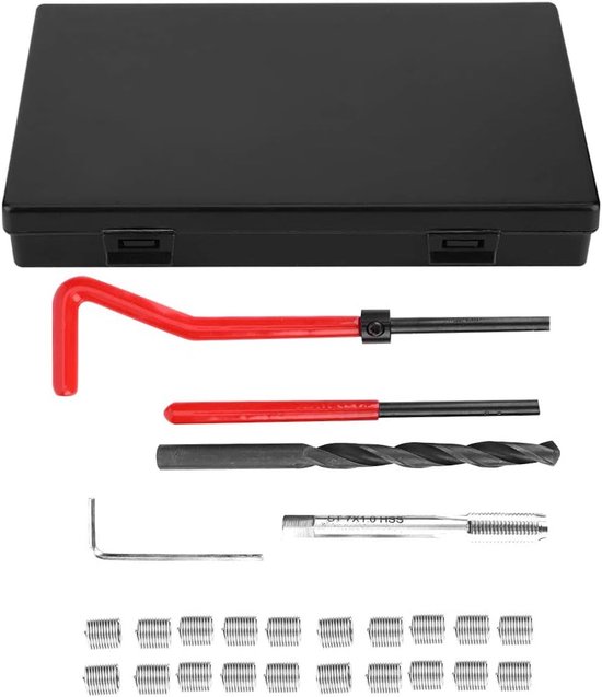 Reparatie En Twist Tap 25Pcs Draad Reparatie Kit Rvs Twisted Boor Wrench Schroefdraad Insert Tap Inbrengen Tool M7X1