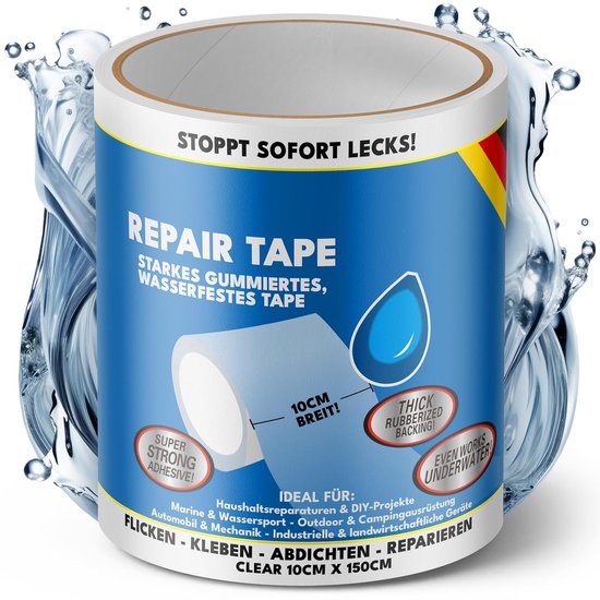 Reparatie Kleefband - Waterdicht Plakband - Lekken Dichten - Onderwater Hechting - 10cm x 150cm - Transparant van Merkloos