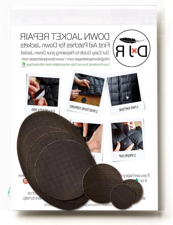 Reparatie Patch Kit - Textiel Plakkers - Outdoor Uitrusting Herstellen - Snel Zelfklevend Nylon - 7 Voorgesneden Vormen - Donkerbruin