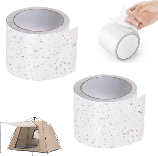 Reparatie Tape - 2Stuk - Universeel - Transparant - 8cm x 2M - Reparatiedoek - Zelfklevend - Tent Tape - Professioneel - Waterdicht - Tenacious - Voor PVC-Gecoate - Wit - Waterdichte Afdichtingstape - Tenten/ Zonneschermen/ Parasols/ Zwembad/ Plastic van Tenacious