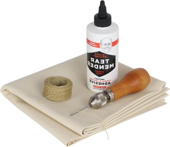 Reparatiekit Tenten - Canvas Herstelset - Waterdicht Maken - Complete Set - 6 Sq Ft Canvas - Wit
