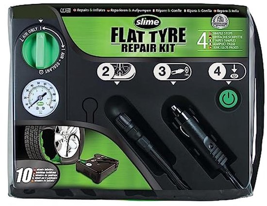 Reparatiemiddel voor Lekke Banden - Complete Noodset met Afdichtmiddel en Bandenpomp voor Auto's en Voertuigen van Merkloos