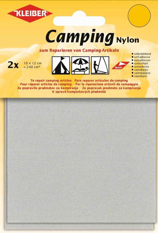 Reparatiepads Camping nylon zelfklevend Voor tenten, kampeer- en vrijetijdsartikelen. 2 stuks Licht Grijs 10x 12 cm van CampaTex