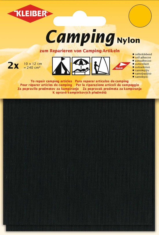 Reparatiepads Camping nylon zelfklevend Voor tenten, kampeer- en vrijetijdsartikelen. 2 stuks Zwart 10x 12 cm van McNett