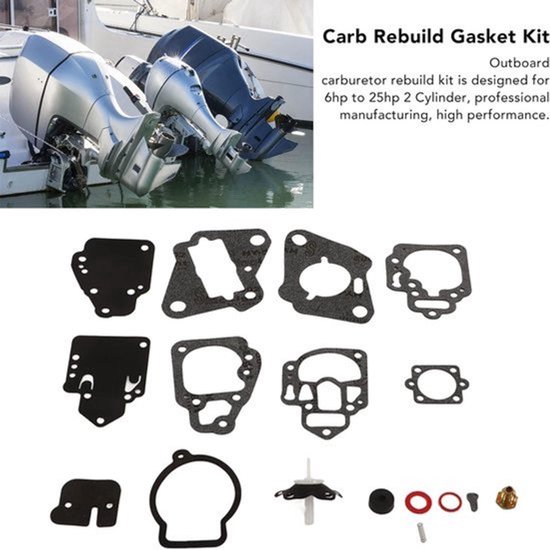 Reparatiepakkingset voor Buitenboordcarburateur, Herbouwset voor Carburateur, Reparatiepakkingset voor Buitenboordcarburateur 1395-97611 Metaalrubber voor 2-cilinder van 6 Pk Tot van Merkloos