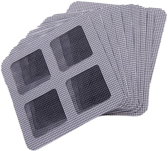 Reparatiepatch Horren - Raamsticker Set - Insecten Buiten Houden - Zelfklevend Gemakkelijk - 10x10cm 21 Stuks - Donkergrijs
