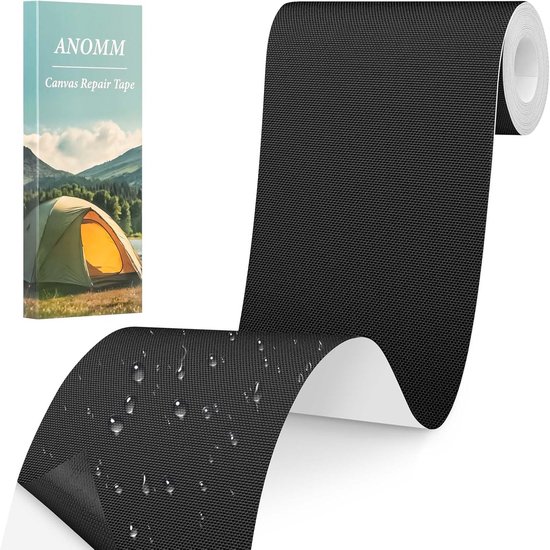 Reparatiepatch Zelfklevend - Stoffen Plakker - Outdoor Reparatie - Waterdichte Coating - 10x200cm - Zwart van Merkloos