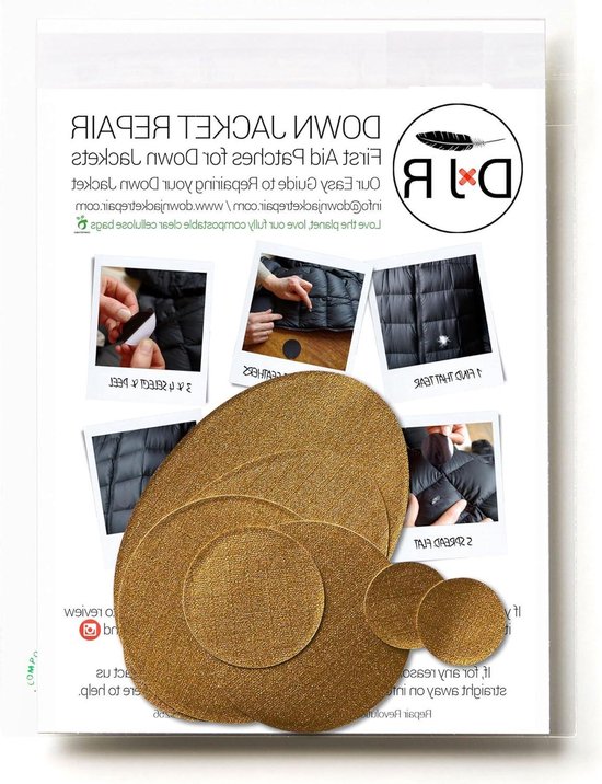Reparatiepatches Donsjack - Kledingstickers Waterdicht - Kleding Repareren - Zelfklevend Ripstop Nylon - 7 stuks Diverse Maten - Goud