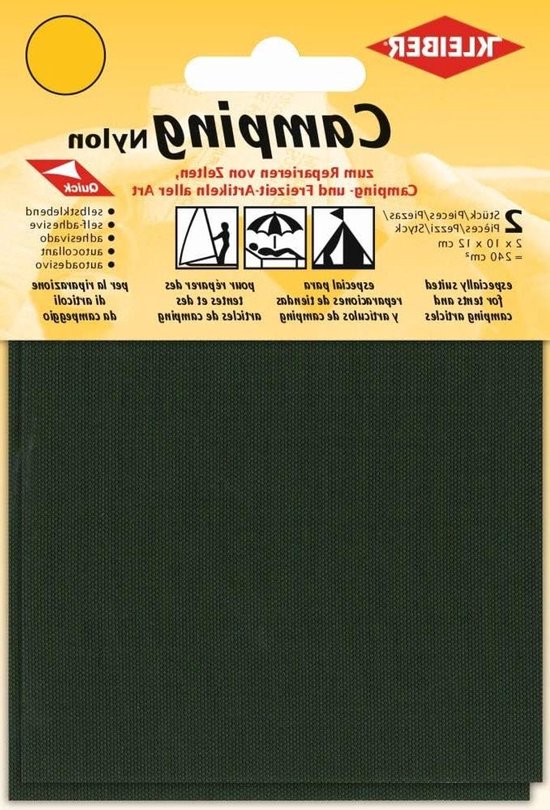Reparatiepatches Nylon - Zelfklevende Patches - Outdooruitrusting Repareren - Waterdicht en Duurzaam - 2 x 10cm x 12cm - Groen van Merkloos