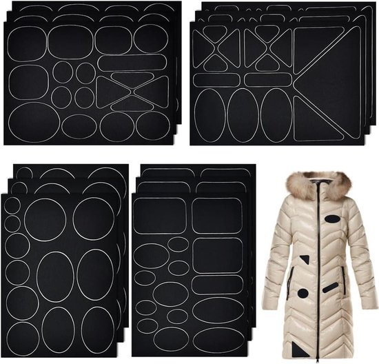Reparatiepatches - Stof stickers - Kleding herstellen - Zelfklevend nylon - 12 stuks - Zwart
