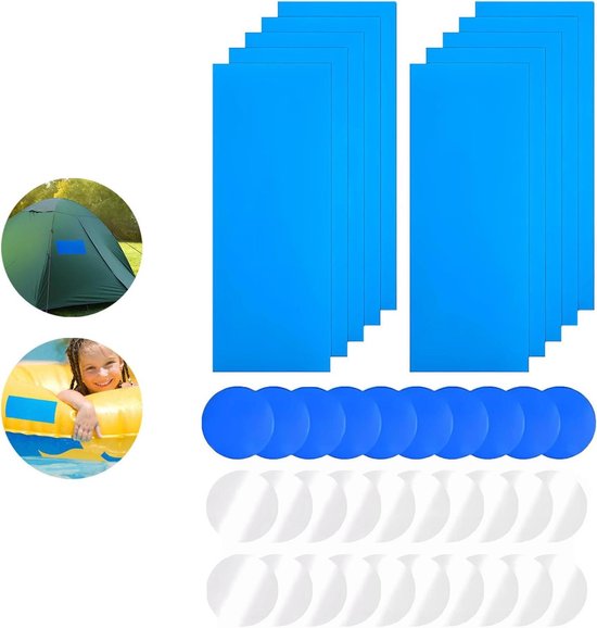 Reparatiepleisters - Luchtbed Patch - Waterproducten Repareren - Zelfklevend Waterdicht - 40 Stuks - Transparant Blauw