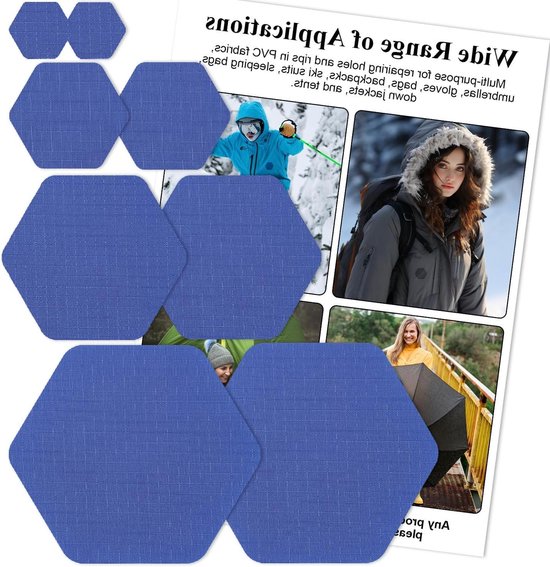 Reparatiepleisters - Nylon patches - Kleding herstellen - Zelfklevend waterdicht - 8 stuks - Koningsblauw van Merkloos
