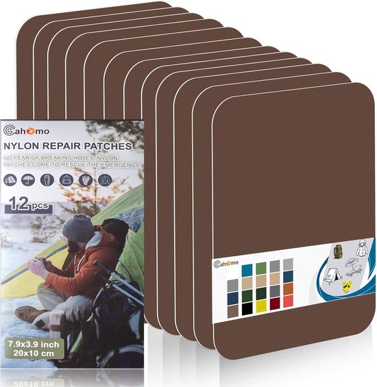 Reparatiepleisters Nylon - Reparatietape Patches - Outdoor Uitrusting Repareren - Zelfklevend Waterdicht - 20 x 10 cm - Bruin van Merkloos