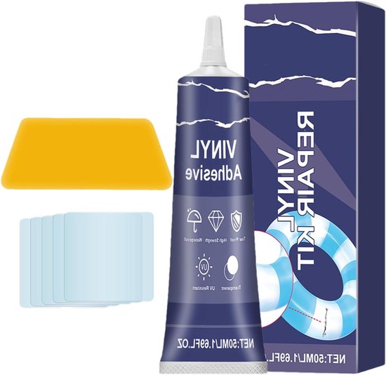 Reparatiepleisters - Opblaasbare patches - Luchtbed repareren - Duurzame kleefkracht - 50 ml lijm 5 patches - Transparant