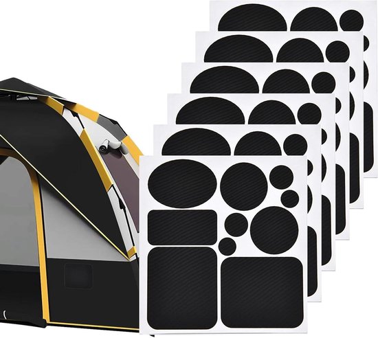Reparatiepleisters - Stofstickers Nylon - Buitenuitrusting Herstellen - Zelfklevend Waterdicht - 6 Stuks - Zwart