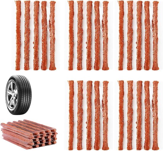 Reparatieset Autobanden - Bandenservice Kit - Snel Banden Herstellen - Zonder Lijm - 25 Stuks - Zwart