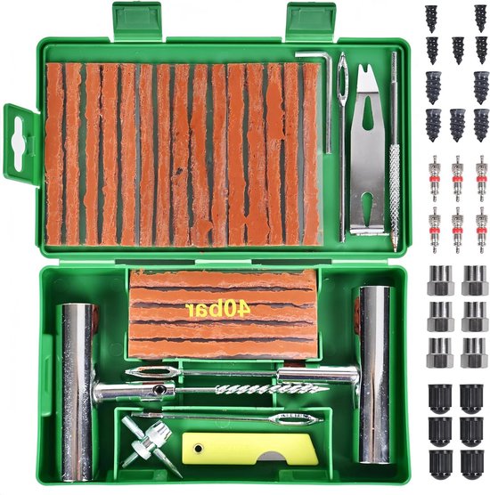 Reparatieset Autobanden - Pechset Banden - Noodreparatie Onderweg - Compleet 78 Delig - 40 Strips - N.v.t.