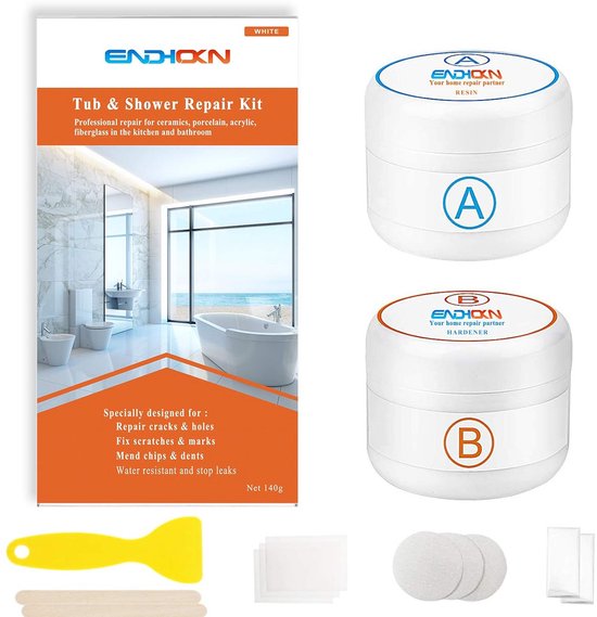 Reparatieset Badkuip, Tegels en Wastafel - Kras, Gat en Scheurvuller voor Keramiek, Acryl en Glasvezel van Merkloos