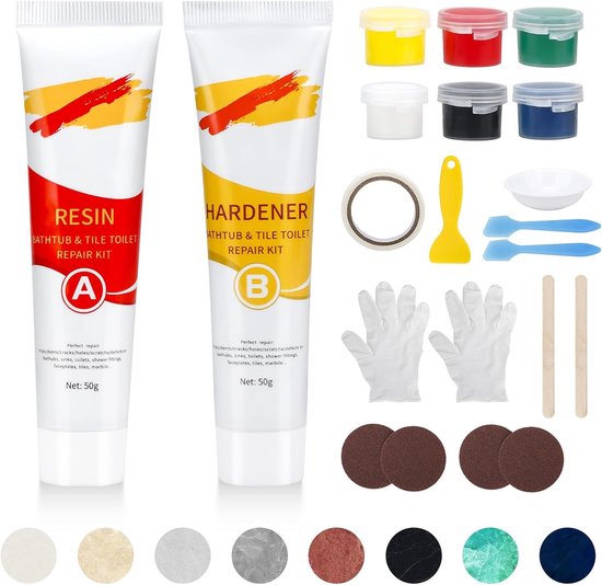 Reparatieset Badkuip - Wit Grout - Beschadigingen Herstellen - Sneldrogend & Krachtig - 100g - Wit