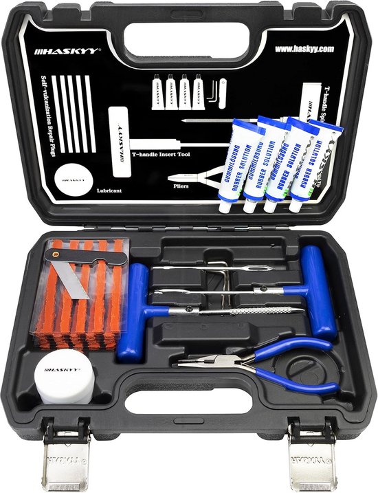 Reparatieset Banden - Autopech Kit - Noodreparatie Onderweg - 47 Delig Professioneel - Industriële Kwaliteit - Zwart