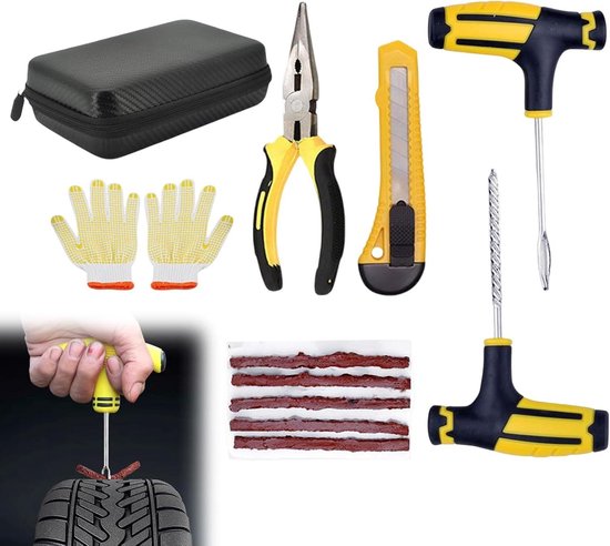 Reparatieset Banden - Bandenreparatie Set - Noodreparatie Onderweg - Sterk Duurzaam Rubber - 20 gram - Zwart