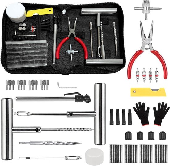 Reparatieset Banden - Bandenset Banden - Band lek repareren - Complete set 59 delig - 30 strips - Zilver