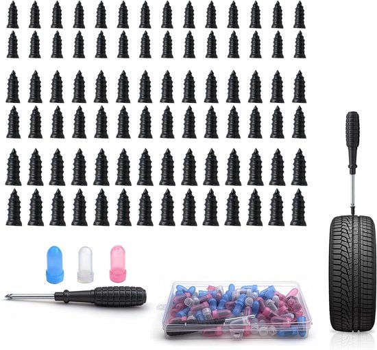 Reparatieset Banden - Lekbescherming - Noodreparatie Onderweg - 85 Delig - 3 Maten - Bruin Zwart