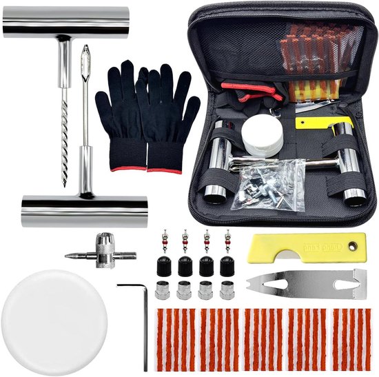 Reparatieset Banden - Lekke Band Kit - Noodreparatie Onderweg - Repareert in 5 Minuten - 45 Delig - N.v.t. van Merkloos
